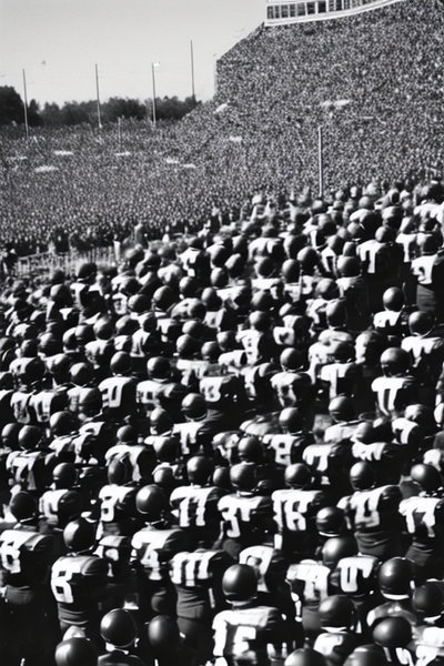 american football game day action graphics green uniforms crowd yelling