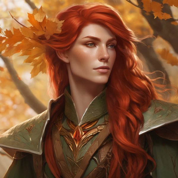 Um retrato de uma elfa eladrin do outono ruiva e mistica - Prompt de  gerador de imagens AI