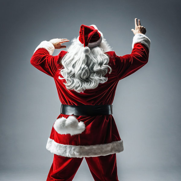 サンタクロース 見上げる 全身 動きがある 後ろ姿 上を向く 見上げる