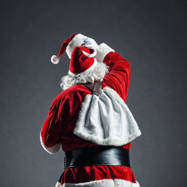 サンタクロース 見上げる 全身 動きがある 後ろ姿 上を向く 見上げる