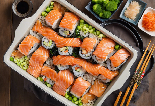 salmon sushi bake