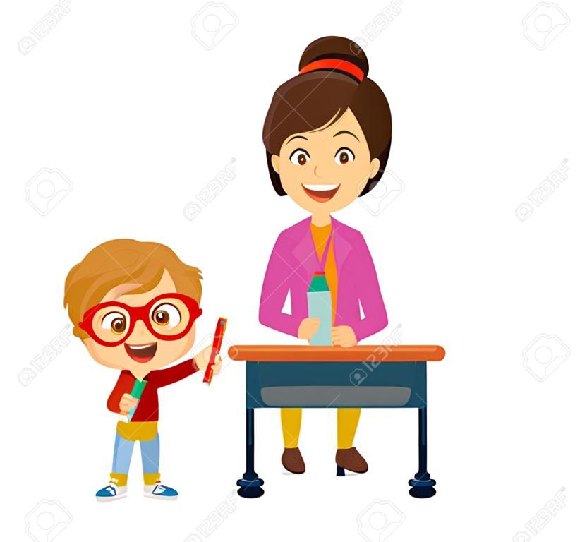 Insegnante e studente in classe