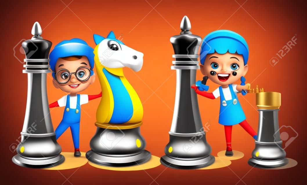 Chess pieces game cartoon Royalty Free Vector Image