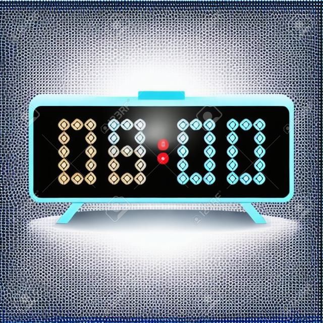 Digital clock alarm 6 a.m. Time clock digital, display modern electronic. Vector illustration.