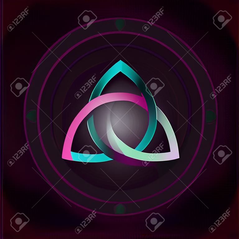 Triquetra in circle, trefoil sacral vector symbol