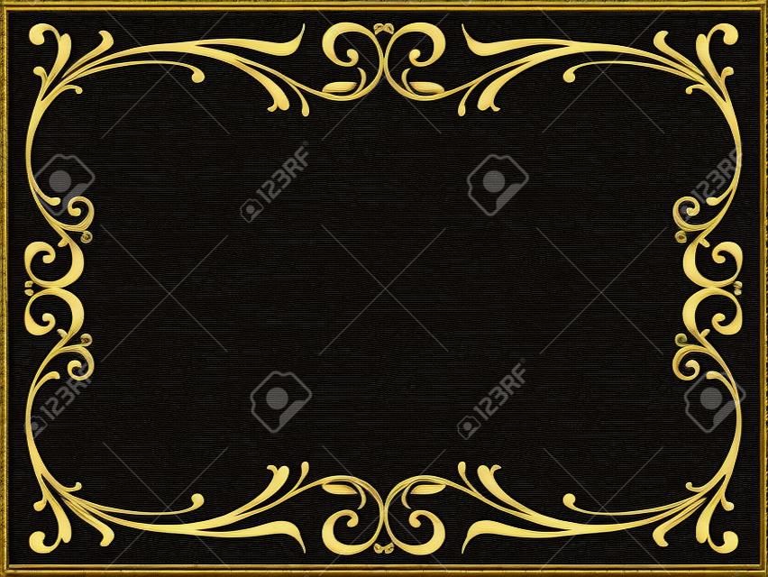 calligraphy penmanship curly baroque frame black isolated