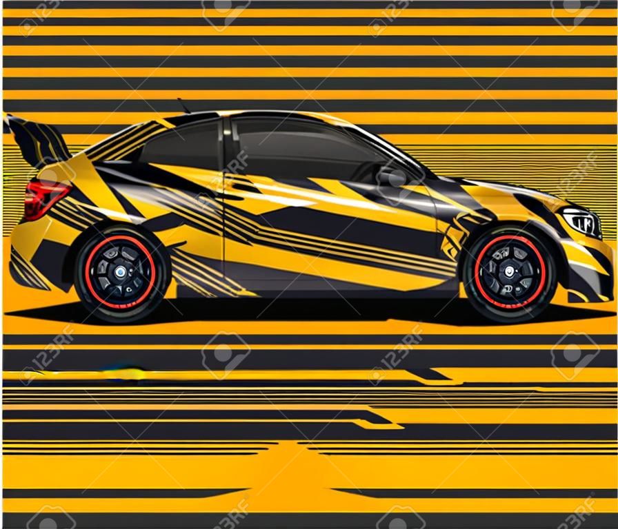 Car wrap decal graphic design vector. Graphic abstract stripe racing background design template vector