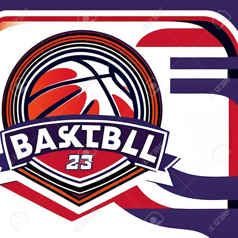 Template with basketball ball. Vector editable color illustration on the theme of sport. Element for business card, style, website, print.