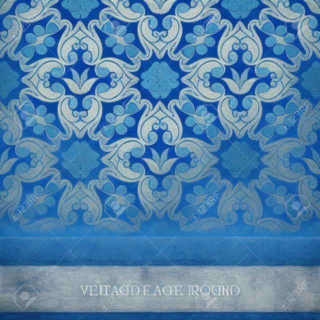 Weinlese-Karte mit Damast-Hintergrund Luxus-blauen Design