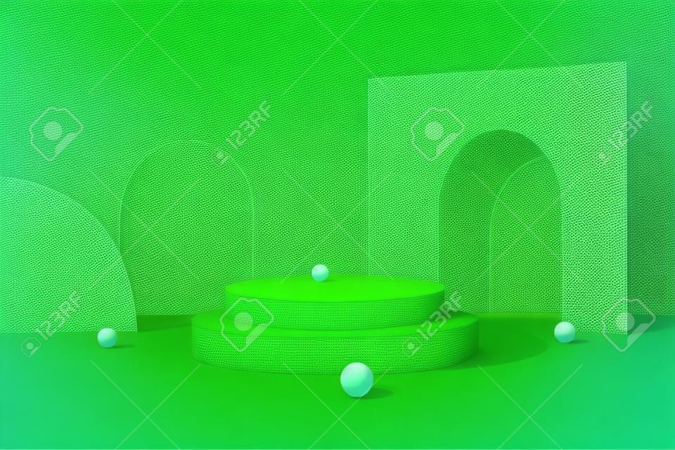 Grüner 3D-geometrischer Podiumsmodell-Display-Hintergrund