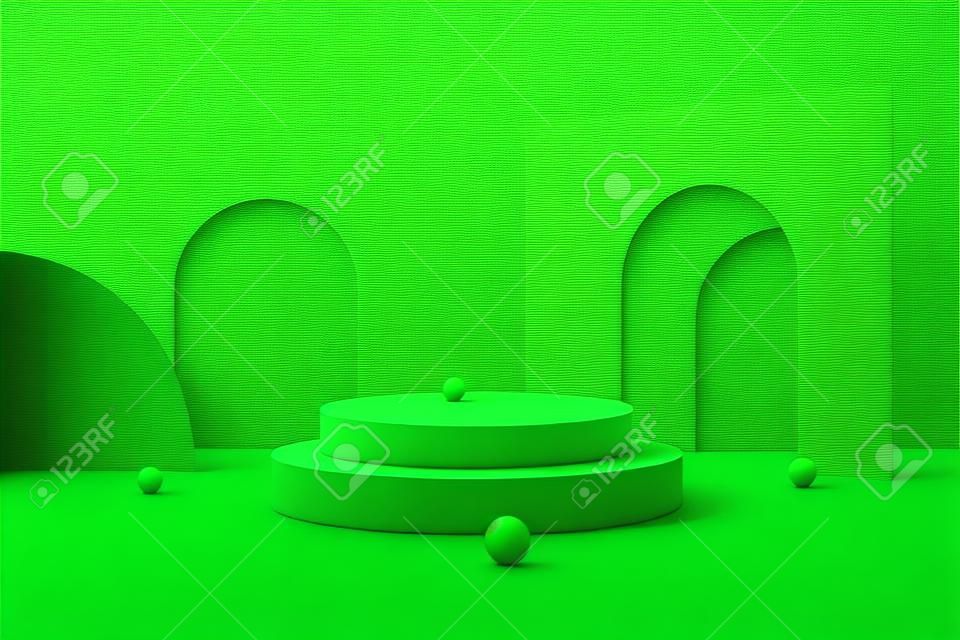 Groene 3D geometrische podium mockup scherm achtergrond