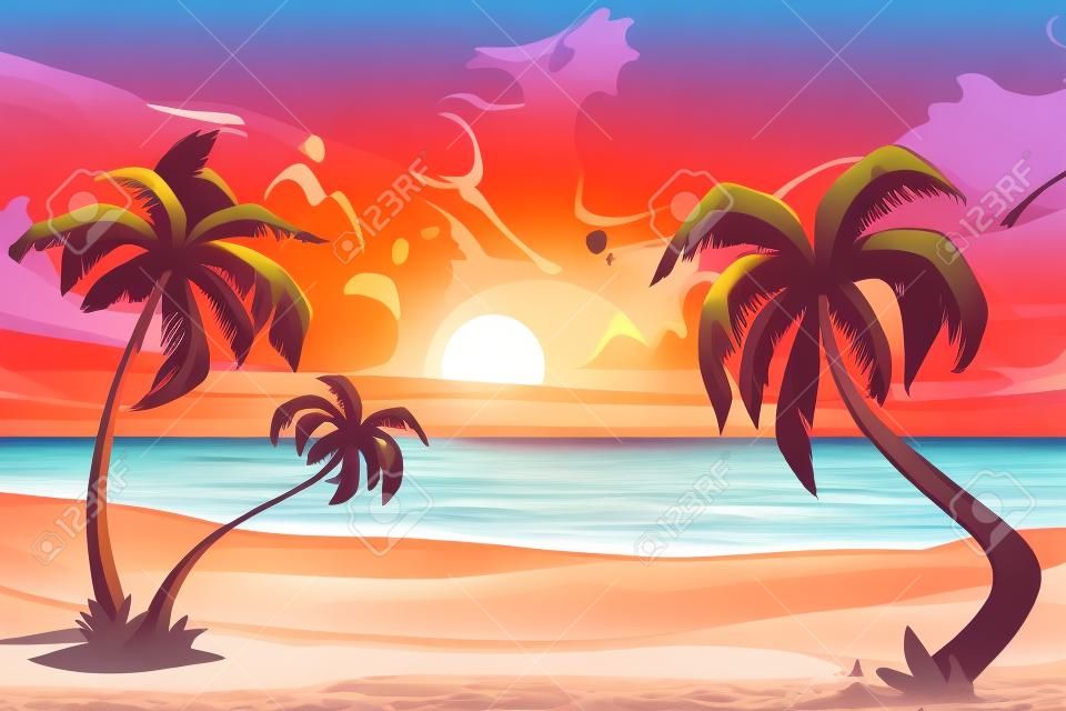 Sunset beach illustration