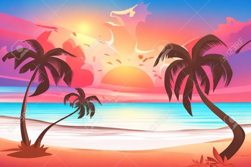 Sunset beach illustration