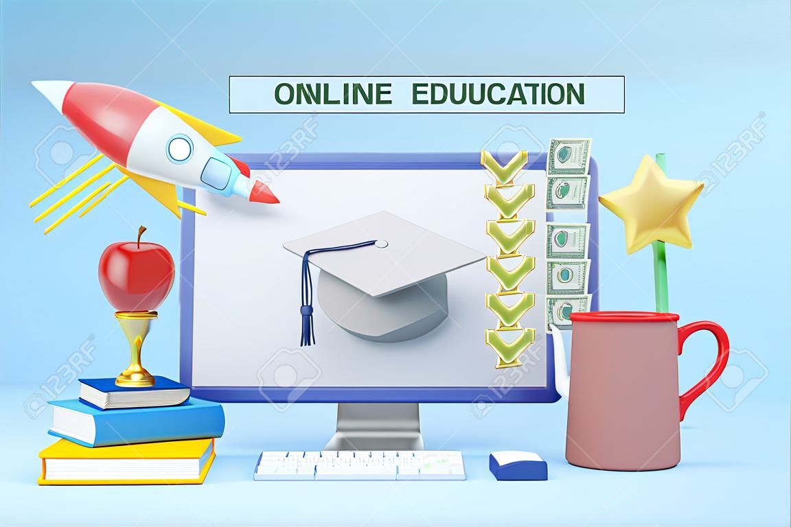 concept d'éducation en ligne 3d