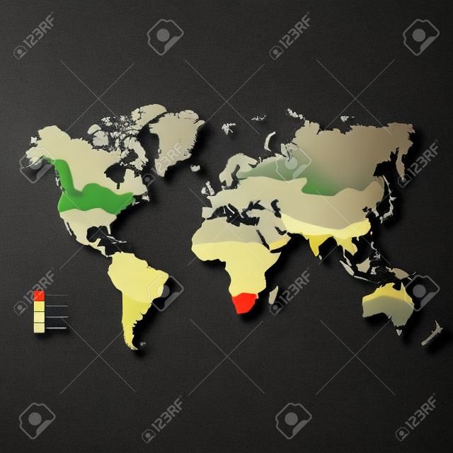 mapa świata ze strefą klimatyczną