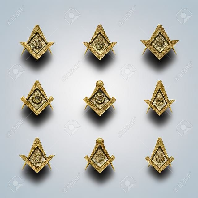 set with Masonic Square and Compasses