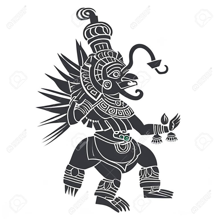 ícone vetorial com Quetzalcoatl o deus asteca do vento e do ar