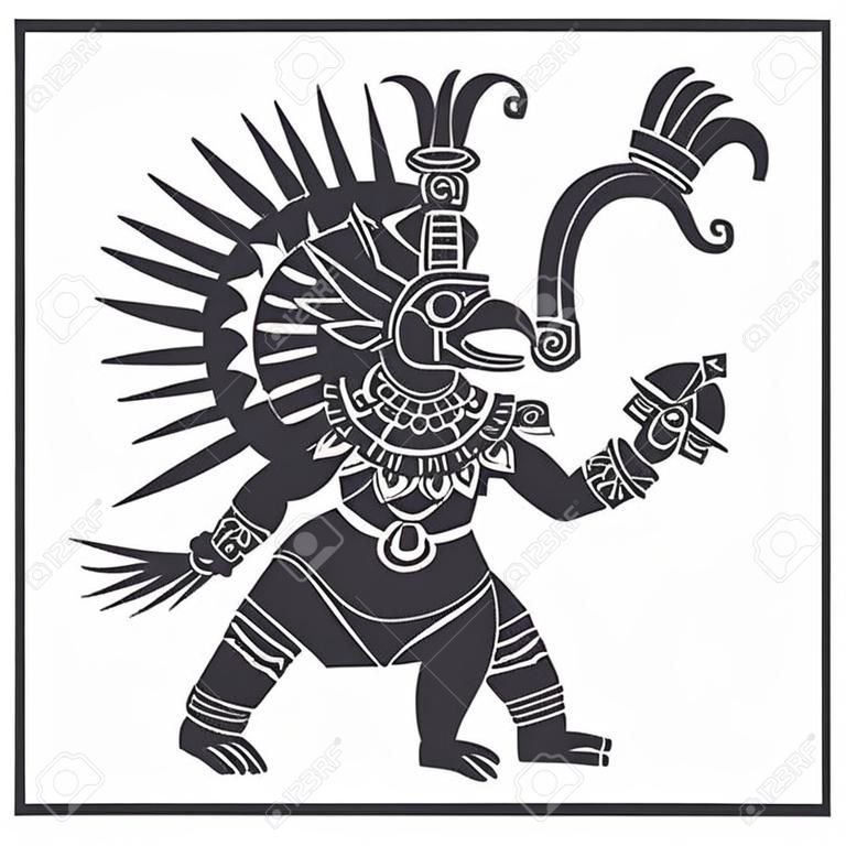 ícone vetorial com Quetzalcoatl o deus asteca do vento e do ar
