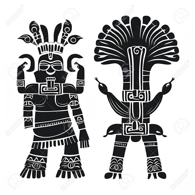 Grafika wektorowa z azteckim bogiem centeotl, władcą kukurydzy dla twojego projektu