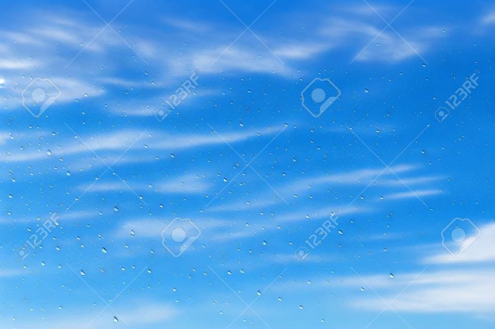 rainfall water drops in the blue sky