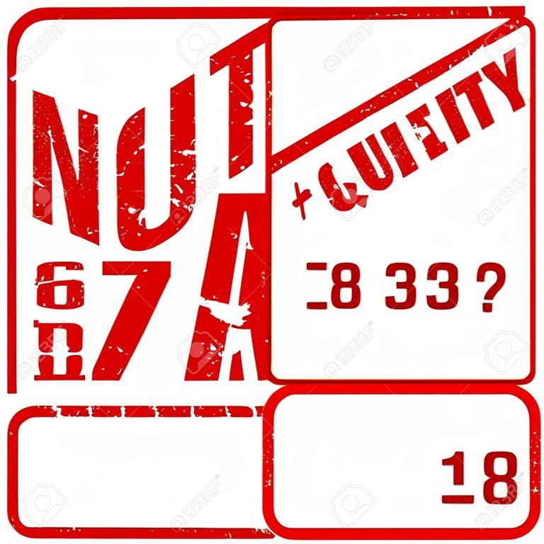 Ilustración de conjunto de letras y números de sello rojo