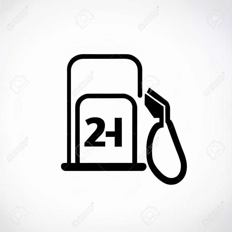 Illustration of hydrogen car station icon on white background