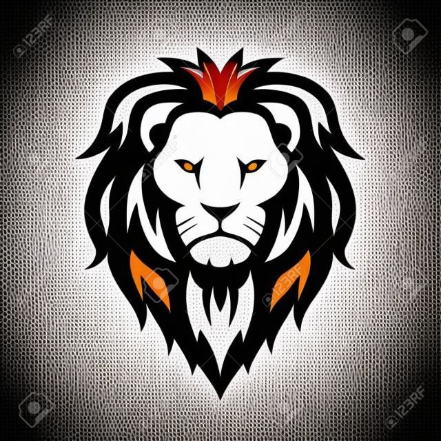 Conception d'icône de lion de vecteur sur fond blanc