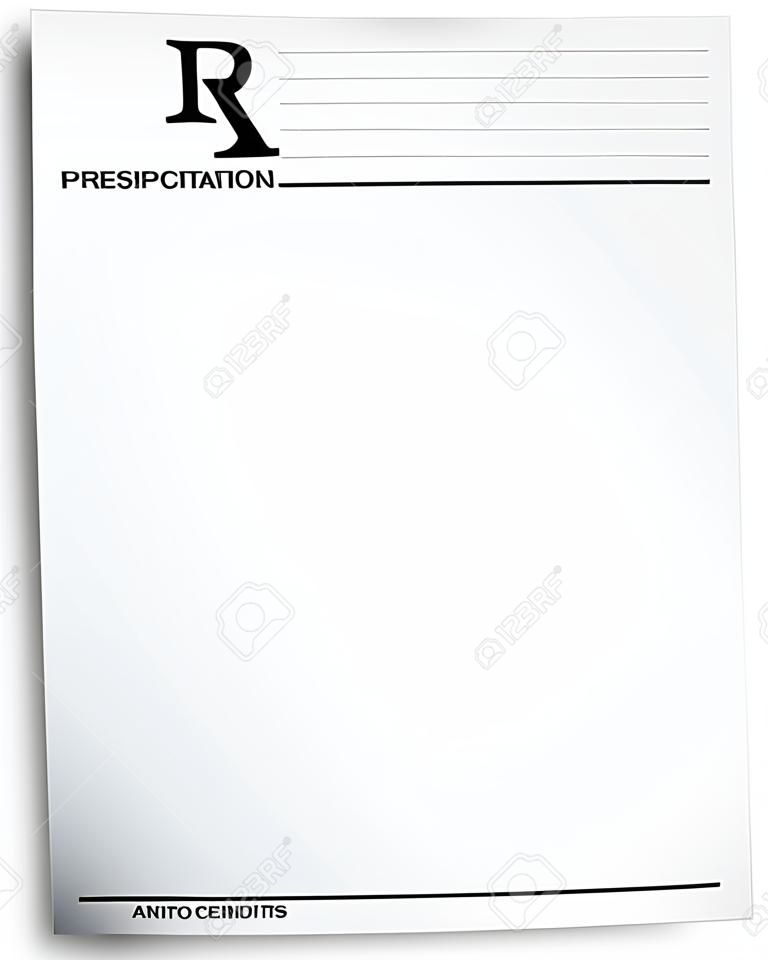 RX prescription form isolated on white background