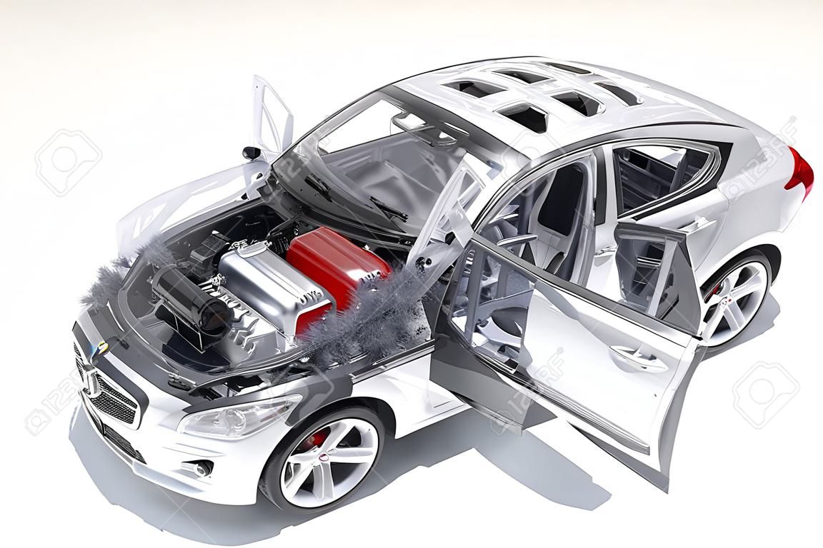 Модели автомобилей на белом background.3d визуализации
