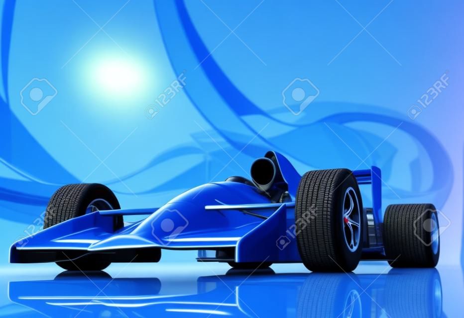 파란색 background.3d 렌더링에 자동차 경주