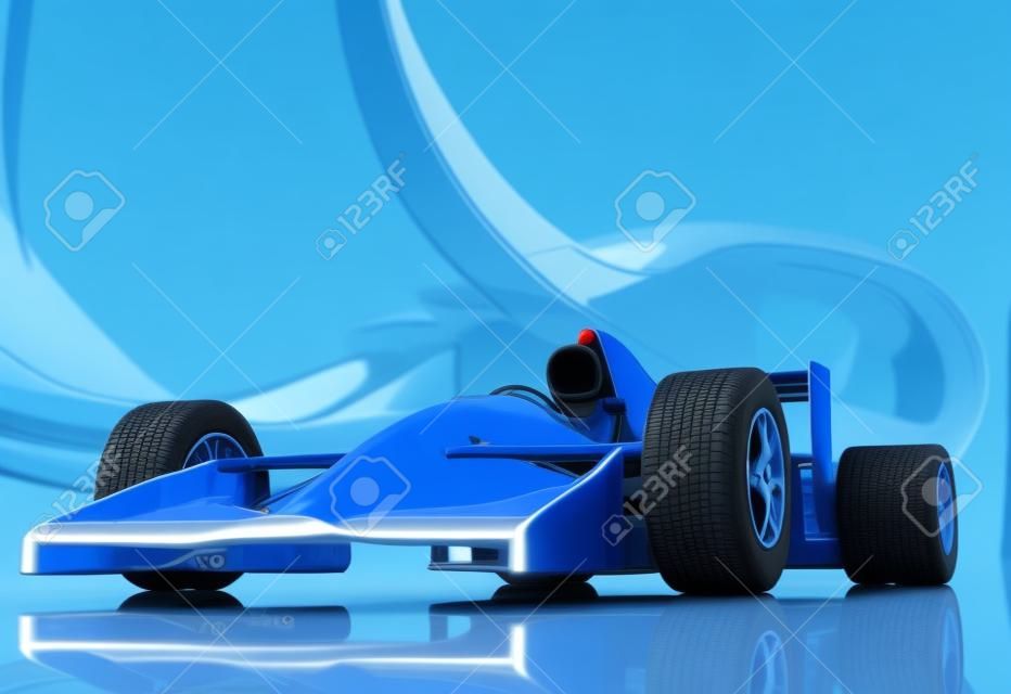 파란색 background.3d 렌더링에 자동차 경주