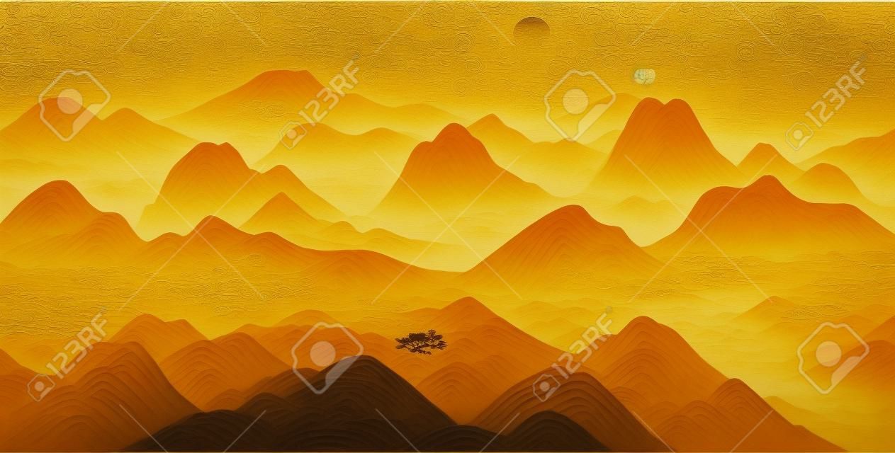 New Chinese style golden landscape modern landscape painting