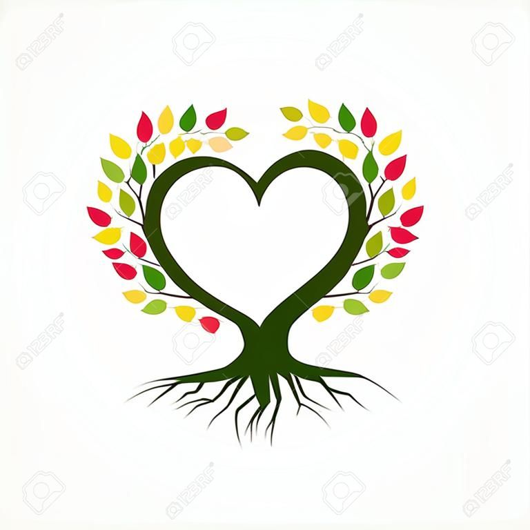 Illustration vectorielle arbre abstrait avec branche en forme de coeur