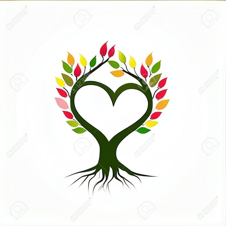 Illustration vectorielle arbre abstrait avec branche en forme de coeur