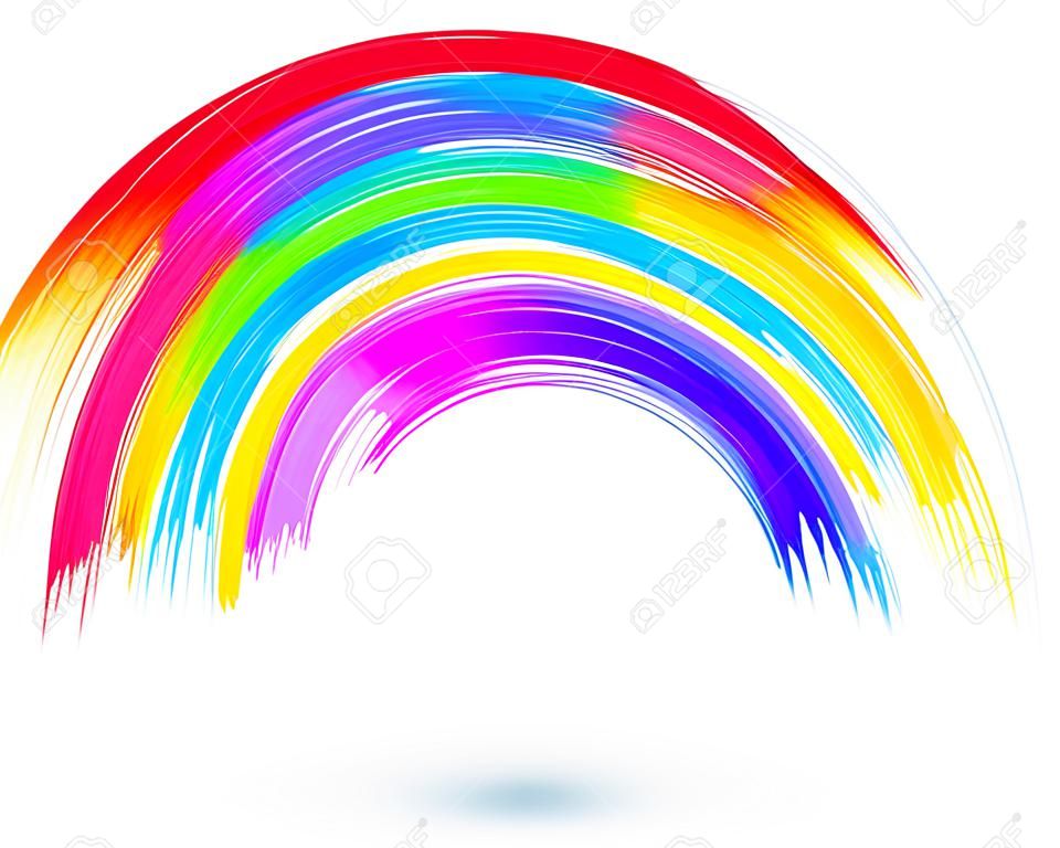 Acrylic bright painted rainbow, vector isolated illustration