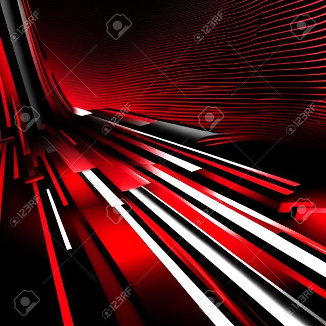 Abstract vettore nero e rosso prospettiva techno sfondo