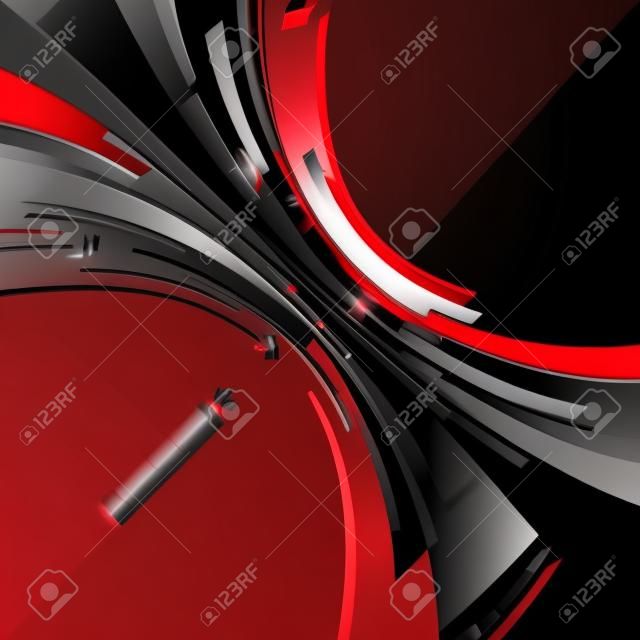 Abstract vector black and red perspective techno background