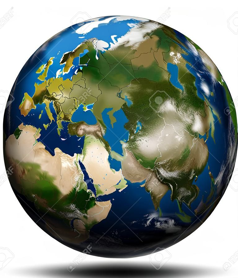Planeet Aarde. Aarde globe 3d render, kaarten met dank aan NASA