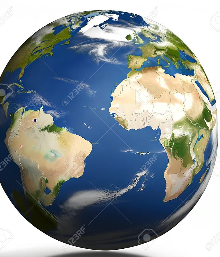 Planet Earth 3D-Darstellung. Earth-Globus-Modell, Karten freundlicher Genehmigung der NASA