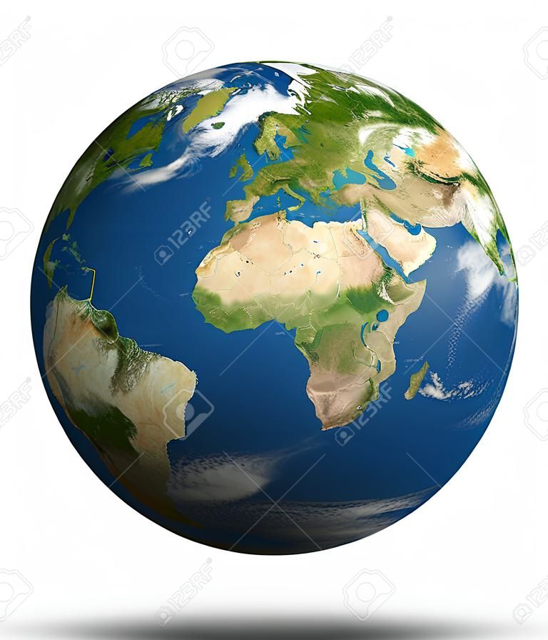 Planet Earth 3D render. Globe terrestre modèle, cartes de courtoisie de la NASA