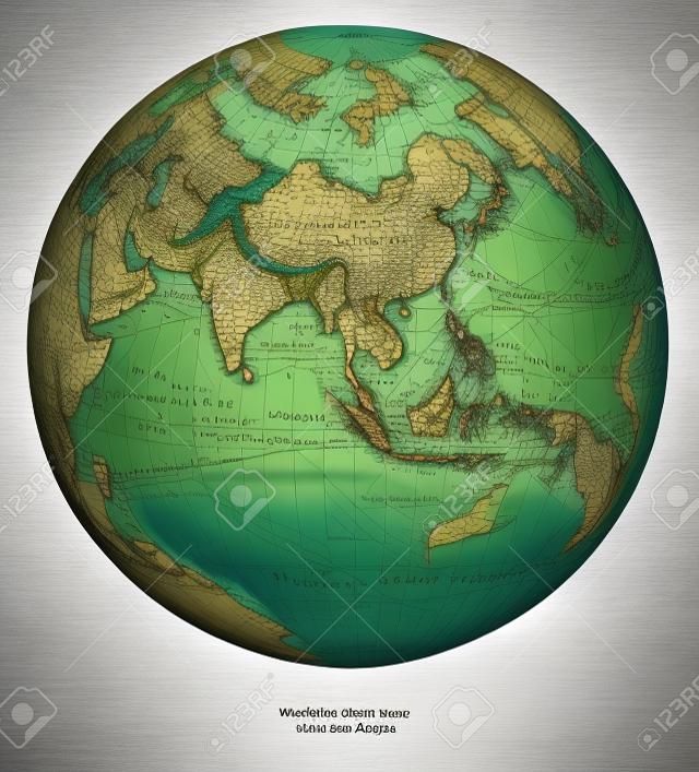 Карта мира Азия и Австралия. Модель Земной шар, карты любезно НАСА