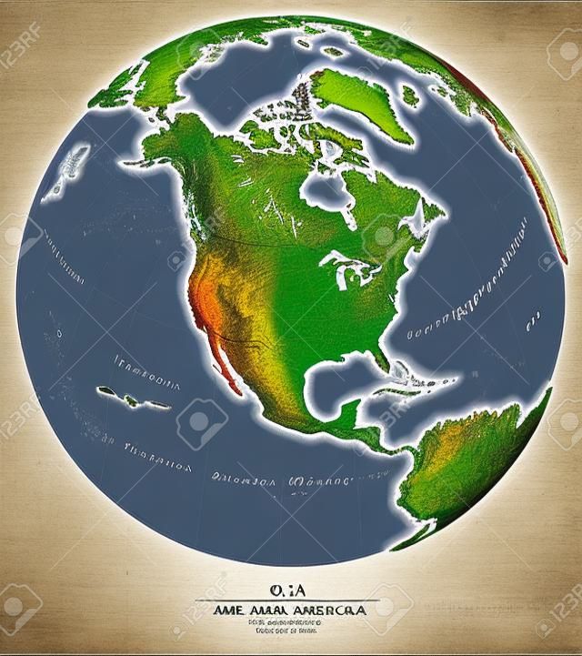 Ameryka globalnej mapie - Ameryka Północna.