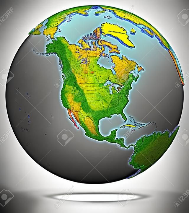 América mapa global - América del Norte.