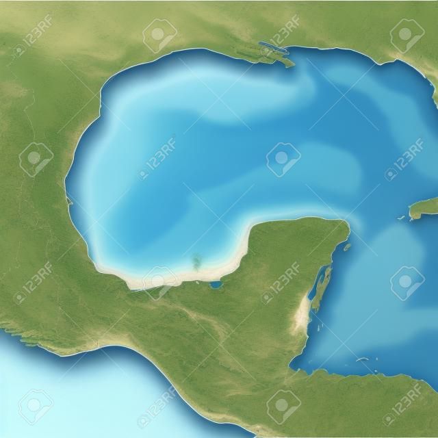Mapa del golfo mexicano. Representación 3d