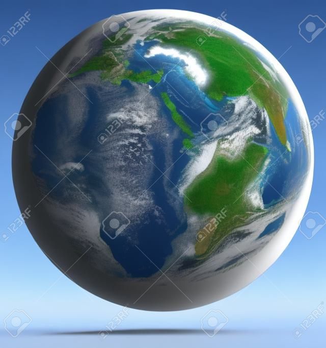 Planet Earth on white.  3d rendering