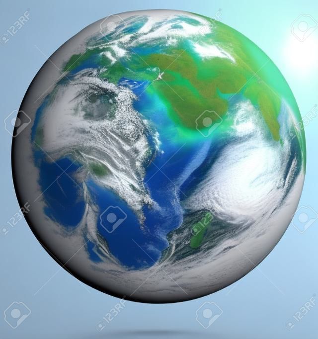 Planet Earth on white.  3d rendering