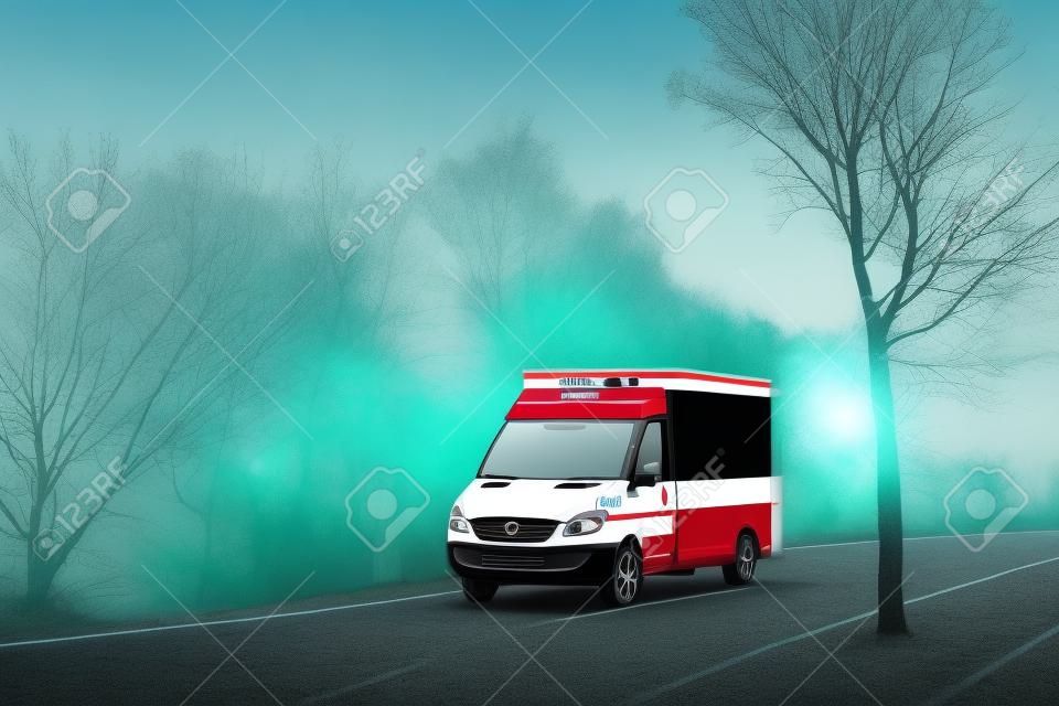 Imagen de rápido coche de la ambulancia de conducción