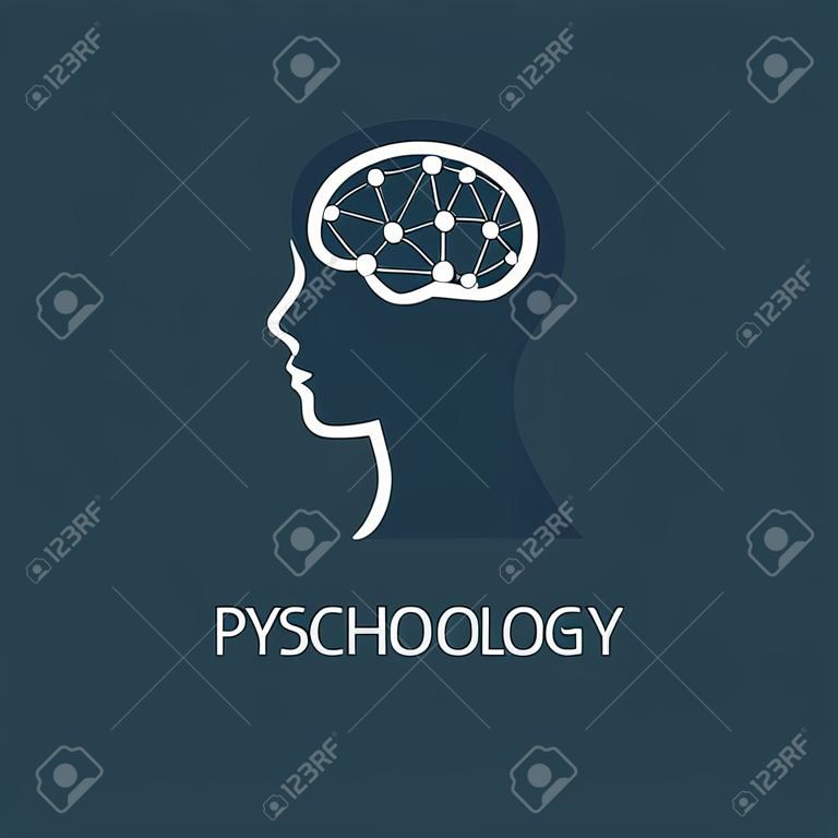 Psicólogo logo, psicoterapeuta, psicoterapia con perfil de cabeza. Concepto de diseños. Ilustraciones vectoriales