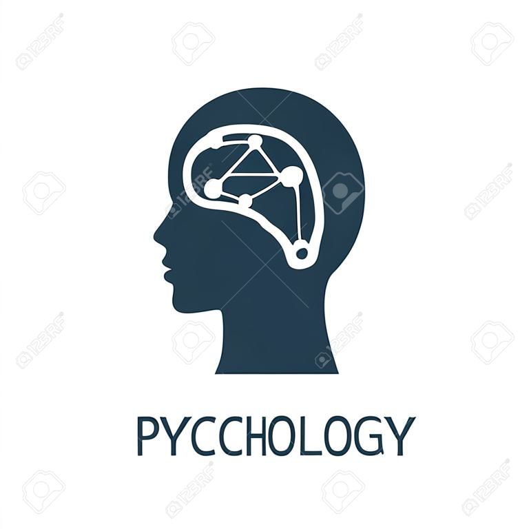ロゴ心理学者、心理療法士、ヘッドプロファイル付き心理療法。コンセプトをデザインします。ベクトルの図