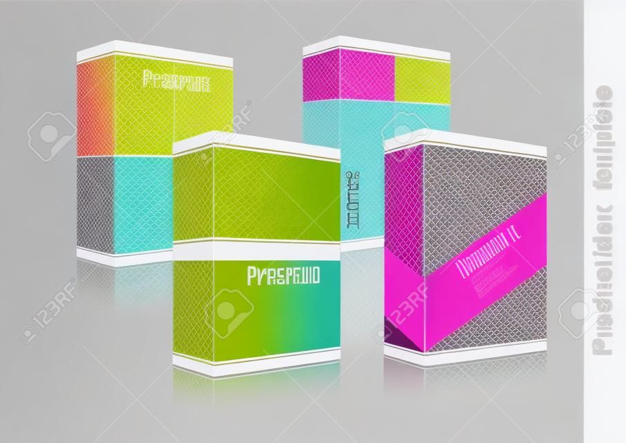 	 Product box template with different color design